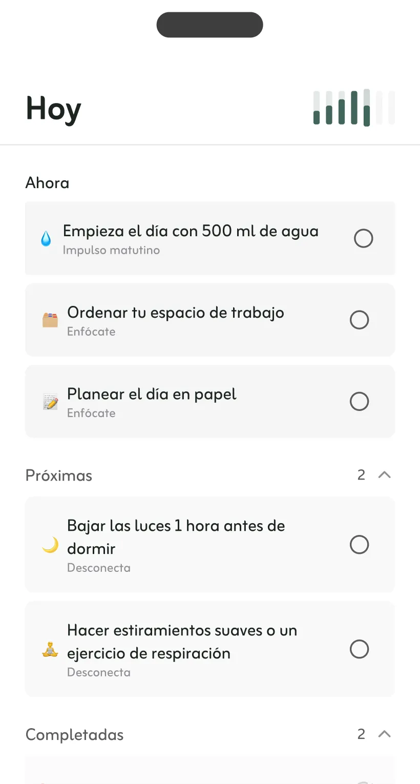 La pantalla de Hoy en DailyStack